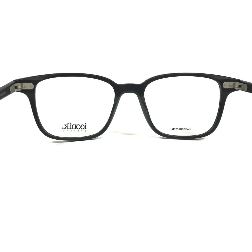 Iconik Eyeglasses Frames Harrison C02 Black Square Horn Rim 51-18-145